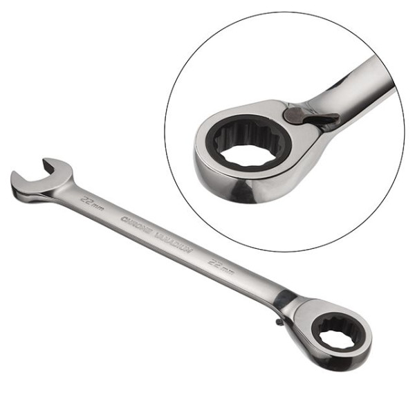 Wrench combined with ratchet 22 mm, CrV, PROF DIN3113 Intertool XT-1322