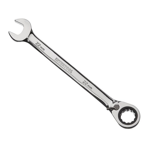 Wrench combined with ratchet 22 mm, CrV, PROF DIN3113 Intertool XT-1322
