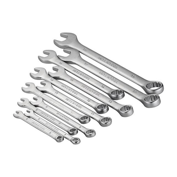 Combination spanner set 22 units inch 11 units metric 11 units Intertool HT-1305