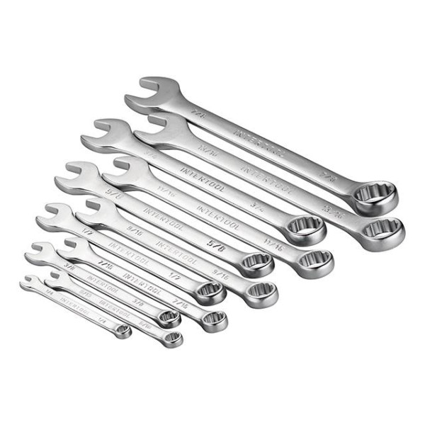 Combination spanner set 22 units inch 11 units metric 11 units Intertool HT-1305