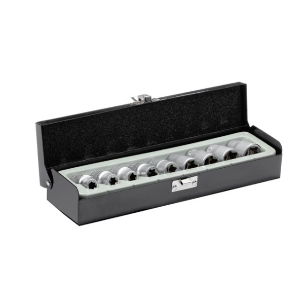 Set of TORX heads 9 pcs., E10-E24, 1/2 Intertool ET-6014