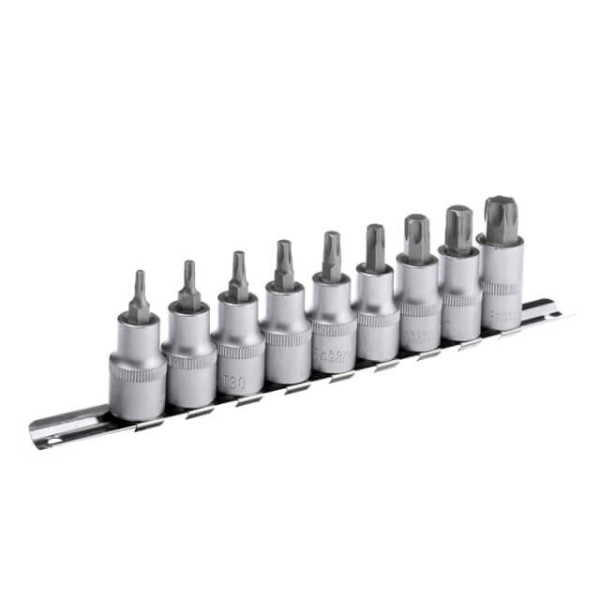 TORX set on bar, 1/2, T20; 25; 30; 40; 45; 50; 55; 60; 70., 9 units of Intertool HT-1849