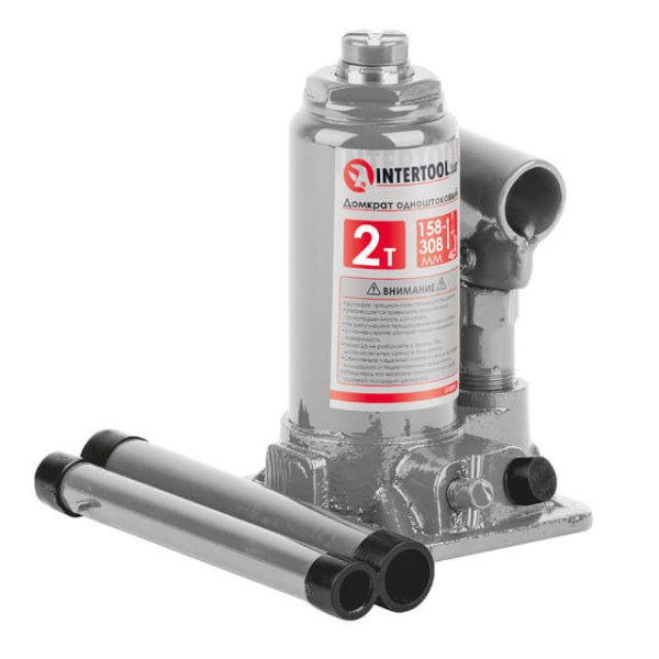 Домкрат стовпчик одноштоковий 2 т, в пластиковому кейсі Intertool GT0051
