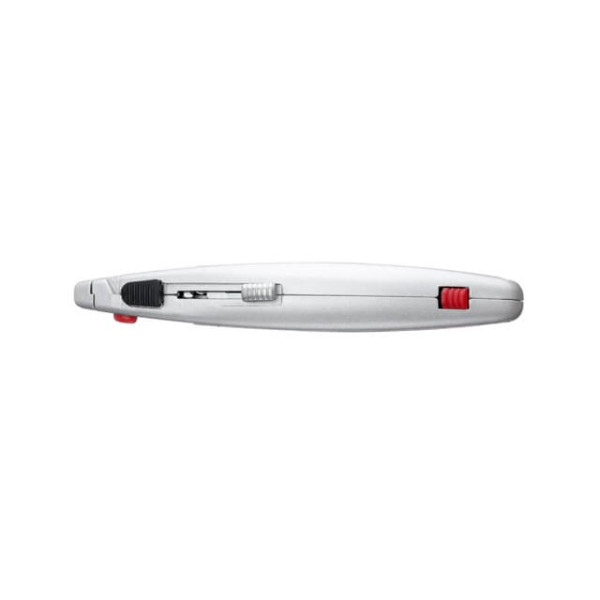 Knife with retractable trapezoidal blade, metal body, rubberized Intertool HT-0516
