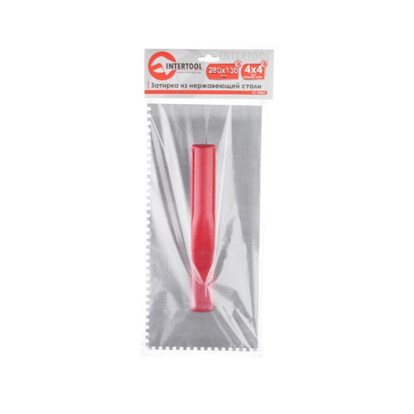 Затирачка сталева оцинкована 280*130 мм, 4*4 мм Intertool KT-0004