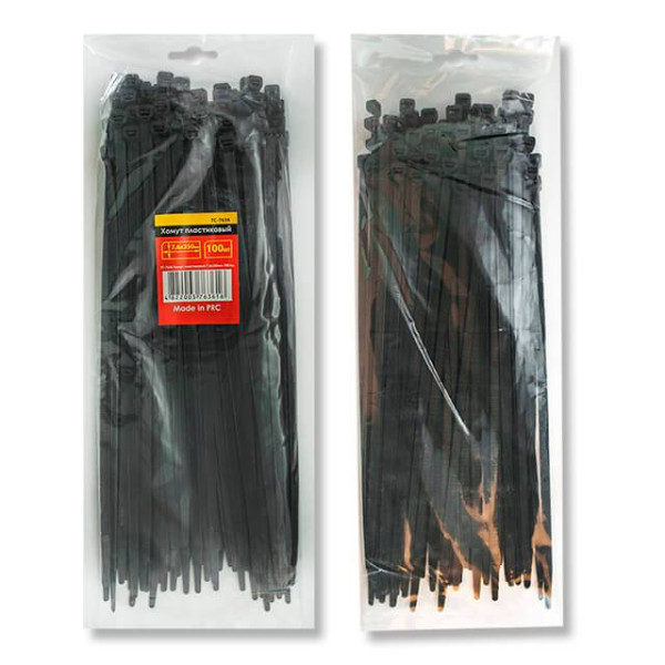 Plastic clamp 4.8*300 mm (100 pcs/pack), black Intertool TC-4831
