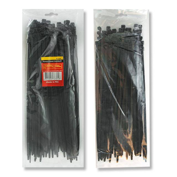 Plastic clamp 4.8*400 mm (100 pcs/pack), black Intertool TC-4841