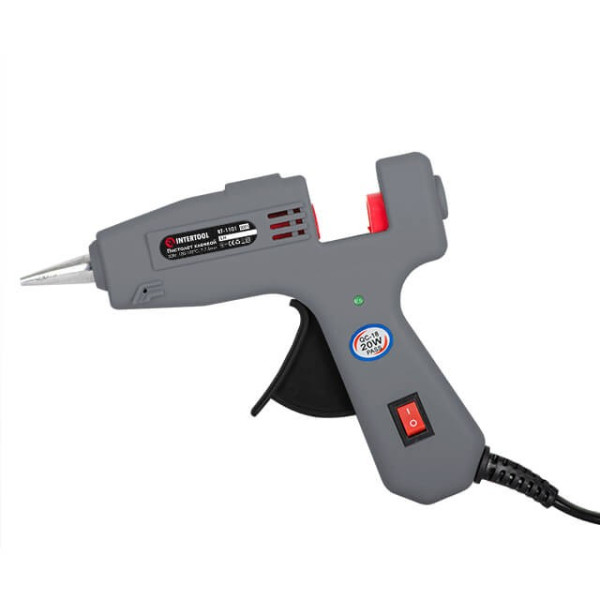 Glue gun 20(65) W, 230 V, 180-195 °C for rods 7-7.5 mm, 5-13 g/min. Intertool RT-1101