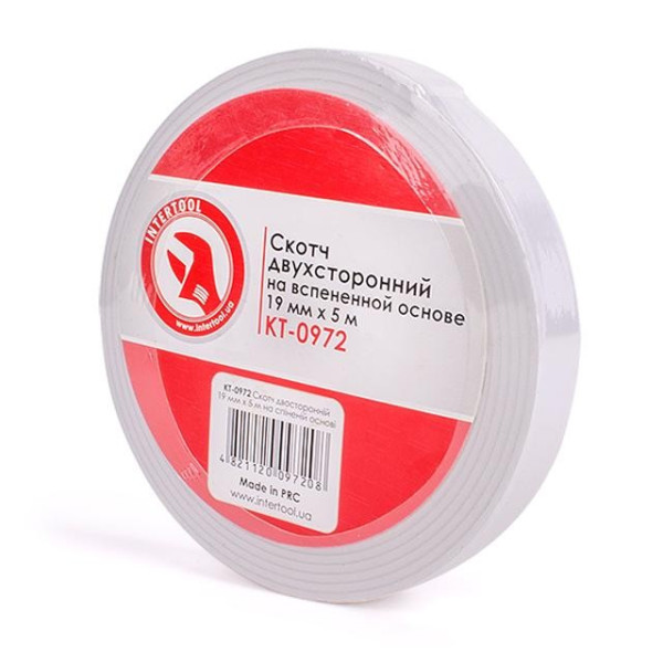 Tape double-sided 19 mm * 5 m on a foam base Intertool KT-0972