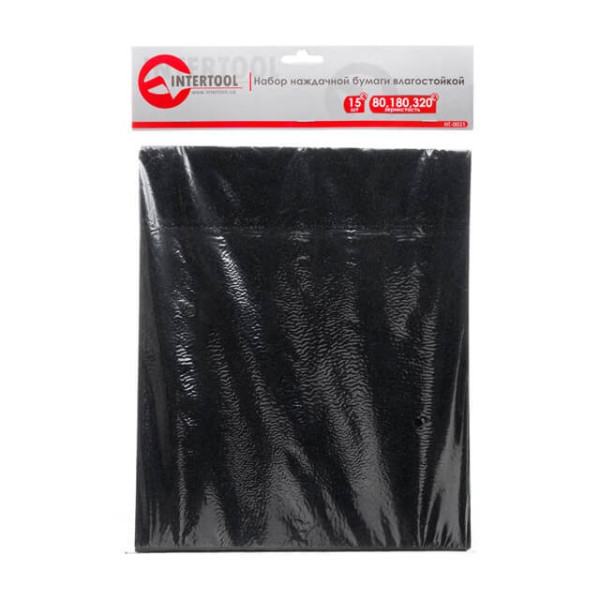A set of moisture-resistant sandpaper 15 pcs. (80,180,320) Intertool HT-0031