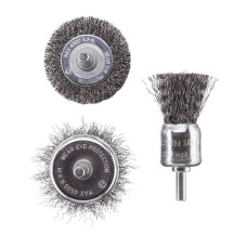 Set of wire brushes for drill 3 units, 1/4 Intertool BT-0300