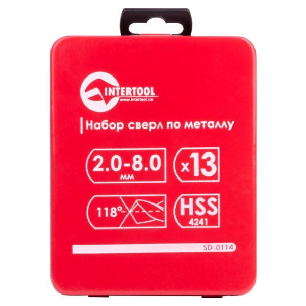 Set of drills for metal HSS 13 pcs (2.0-8.0), polished steel Intertool SD-0114