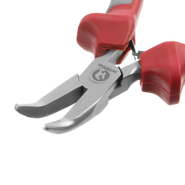 Pliers elongated curved precision with two-component covers on the handles, 115 mm Intertool NT-0103
