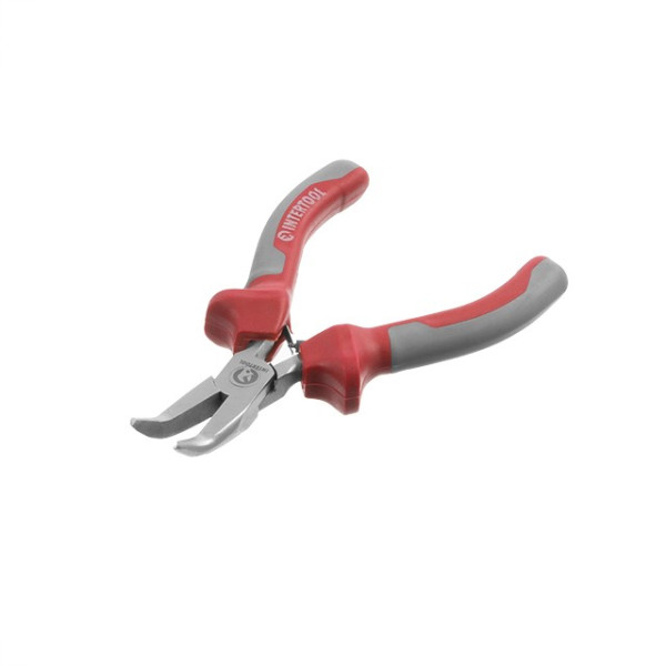Pliers elongated curved precision with two-component covers on the handles, 115 mm Intertool NT-0103