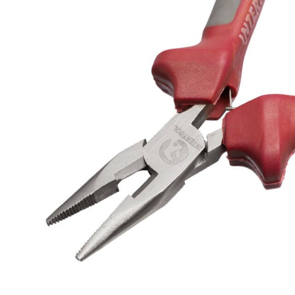 Long straight precision pliers with two-component handles, 115 mm Intertool NT-0102