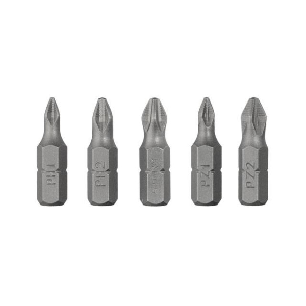 Комплект викруткових насадок PH1, PH2, PZ1, PZ2 1/4*25 мм упаков. 5 одиниць Intertool VT-0210