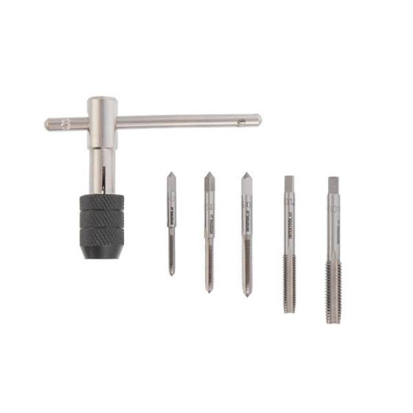 Set of taps with a T-shaped holder 6 units (M4, M5, M6, M8, M10) Intertool SD-8018
