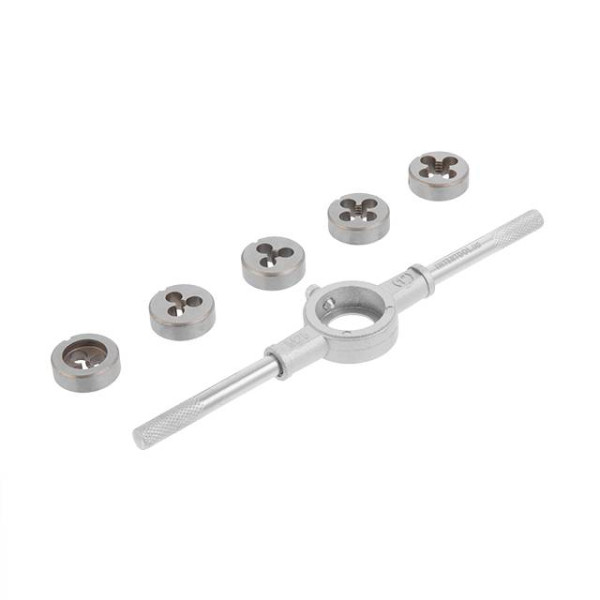 Нибор плашек с держателем 6 единиц (M4, M5, M6, M8, M10) Intertool SD-8019