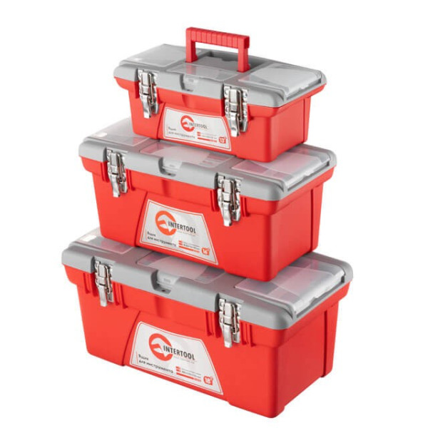 A set of metal tool boxes. with locks 3 units (BX-0513 13 / BX-0516 16 / BX-0518 18) Intertool BX-0503