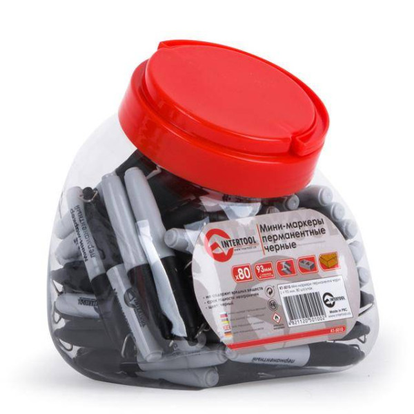 Mini-markers permanent black L = 93 mm, 80 units/pack Intertool KT-5010