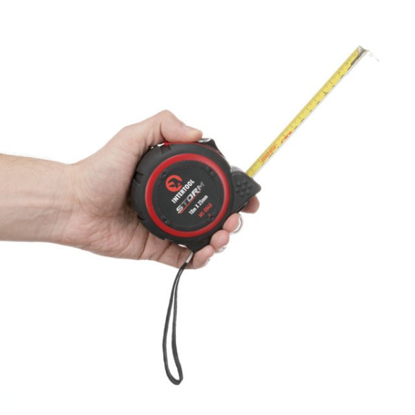 Roulette with metal cloth 10 m*25 mm, nylon coating of the cloth STORM Intertool MT-0840