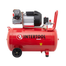 Compressor 100 l, 3 kW, 220 V, 10 atm, 420 l/min, 2 cylinders. Intertool PT-0008