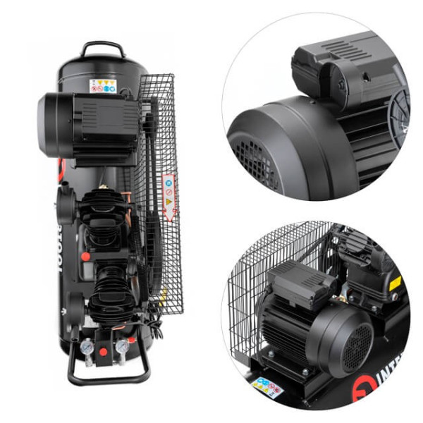 Compressor 100 l, 3 kW, 220 V, 10 atm, 500 l/min., 2 cylinders, STORM Intertool PT-0014