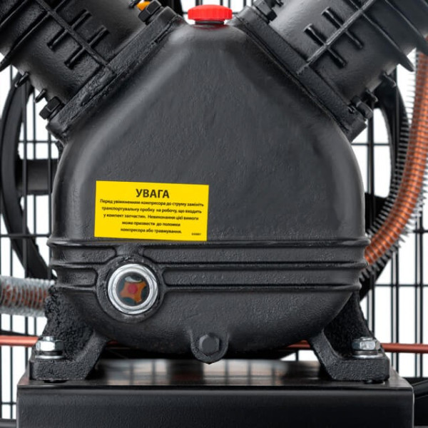 Compressor 100 l, 3 kW, 220 V, 10 atm, 500 l/min., 2 cylinders, STORM Intertool PT-0014