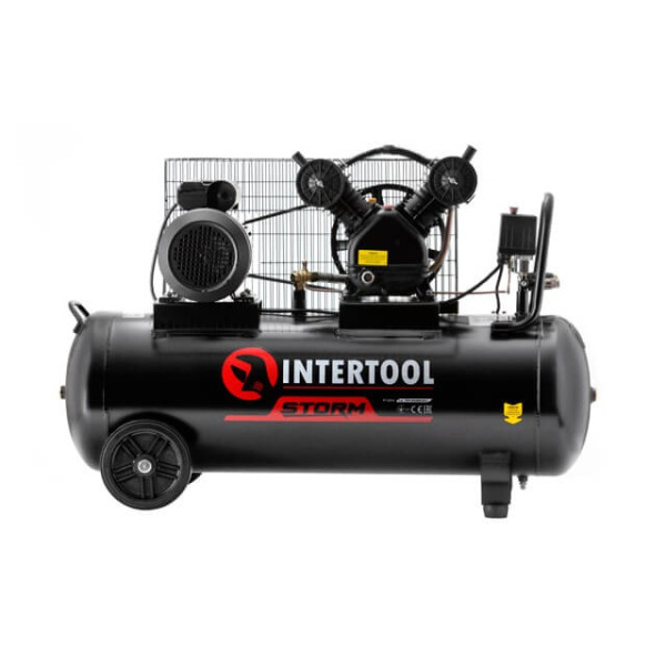 Compressor 100 l, 3 kW, 220 V, 10 atm, 500 l/min., 2 cylinders, STORM Intertool PT-0014