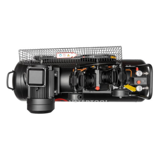 Compressor 100 l, 3 kW, 380 V, 10 atm, 500 l/min, 2 cylinders Intertool PT-0013