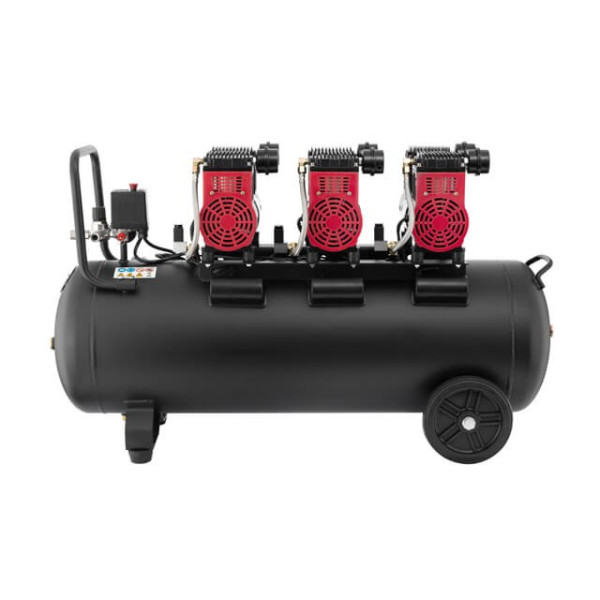 Compressor 100 l, 3x1.1 kW, 220 V, 8 atm, 480 l/min, 1400 rpm, low noise, oil-free, 6 cylinders Intertool PT-0028