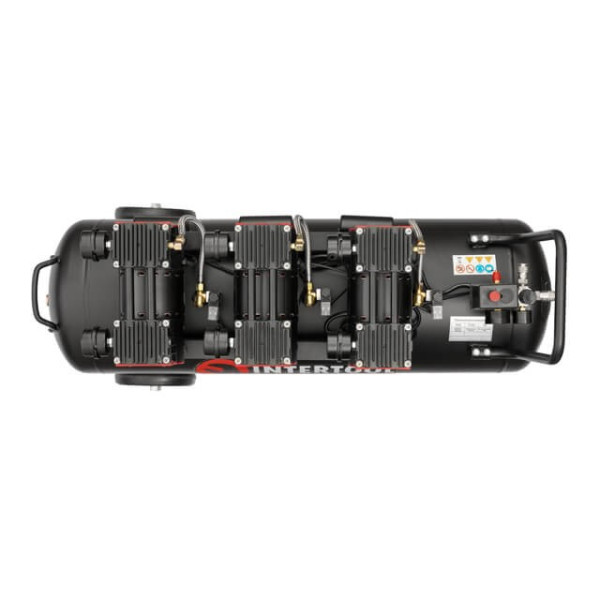 Compressor 100 l, 3x1.1 kW, 220 V, 8 atm, 480 l/min, 1400 rpm, low noise, oil-free, 6 cylinders Intertool PT-0028