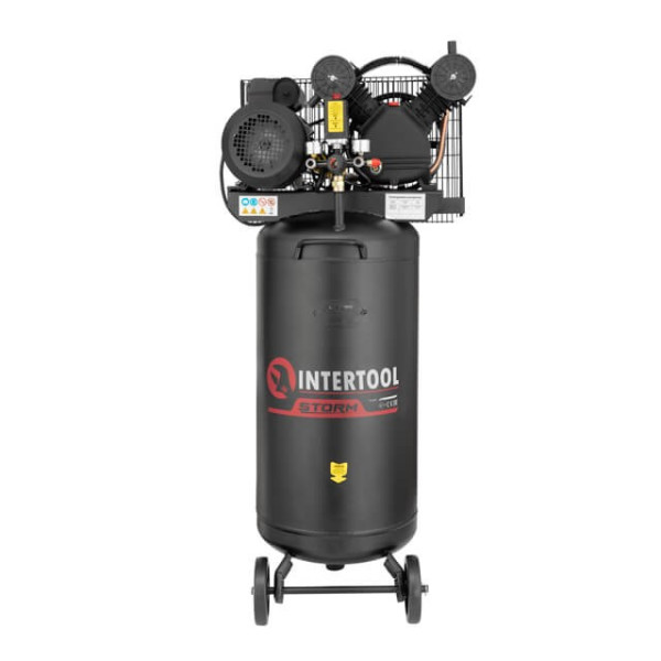 Compressor 100 l, vertical, 3 kW, 220 V, 10 atm, 500 l/min. 2 Intertool PT-0017 cylinders