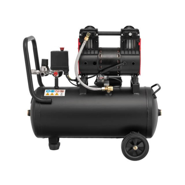 Compressor 24 l, 1.1 kW, 220 V, 8 atm, 160 l/min, 1400 rpm, low noise, oil-free, 2 cylinders Intertool PT-0026