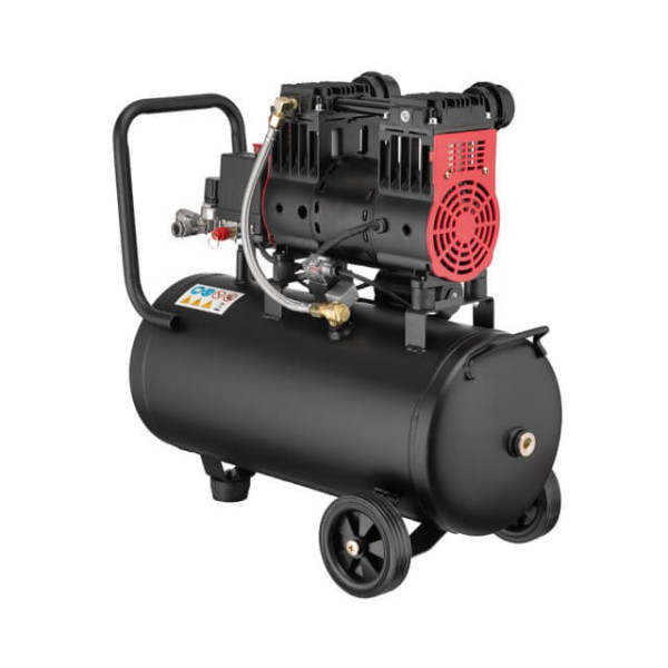 Compressor 24 l, 1.1 kW, 220 V, 8 atm, 160 l/min, 1400 rpm, low noise, oil-free, 2 cylinders Intertool PT-0026