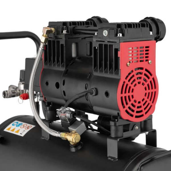 Compressor 24 l, 1.1 kW, 220 V, 8 atm, 160 l/min, 1400 rpm, low noise, oil-free, 2 cylinders Intertool PT-0026