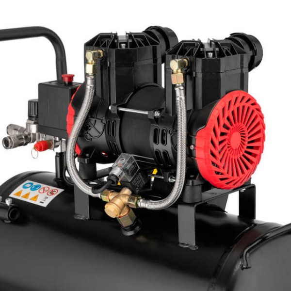 Compressor 24 l, 1.1 kW, 220 V, 8 atm, 200 l/min, 2800 rpm, oil-free, 2 cylinders Intertool PT-0029