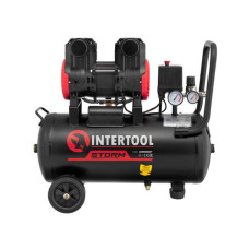 Compressor 24 l, 1.1 kW, 220 V, 8 atm, 200 l/min, 2800 rpm, oil-free, 2 cylinders Intertool PT-0029