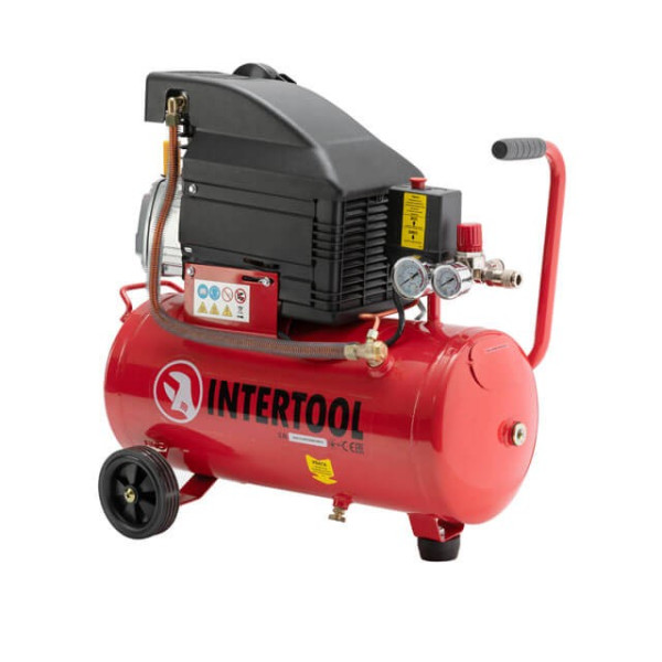 Compressor 24 l, 1500 W, 220 V, 8 atmospheres 206 l/min. Intertool PT-0010