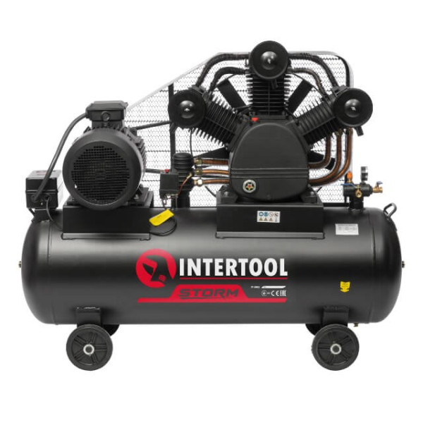 Compressor 300 l, 15 kW, 380 V, 10 atm, 2000 l/min, 3 cylinders Intertool PT-0052