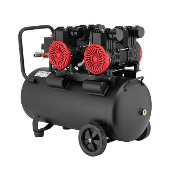 Compressor 50 l, 2x1.1 kW, 220 V, 8 atm, 400 l/min., 2800 rpm, oil-free, 4 cylinders Intertool PT-0030