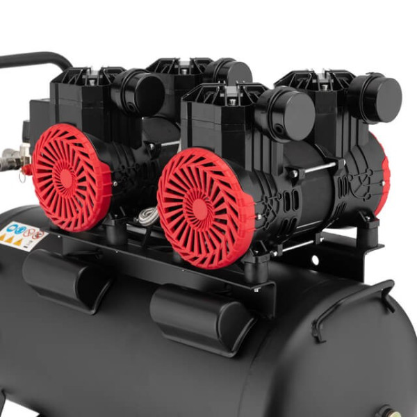 Compressor 50 l, 2x1.1 kW, 220 V, 8 atm, 400 l/min., 2800 rpm, oil-free, 4 cylinders Intertool PT-0030