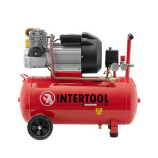 Compressor 50 l, 4 HP, 3 kW, 220 V, 10 atm, 420 l/min, 2 cylinders. Intertool PT-0007