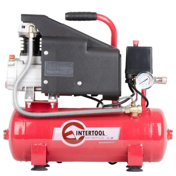 Компрессор 9 л, 0.75 кВт, 220 В, 8 атм, 160 л/мин Intertool PT-0002
