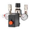 Pressure switch assembly (pressure switch, reducer, 2 manometers, safety valve, two outputs) Intertool PT-9094