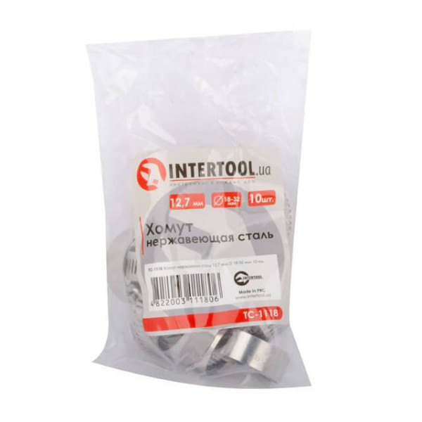 Clamp stainless steel 12.7 mm, D - 18-32 mm Intertool TC-1118