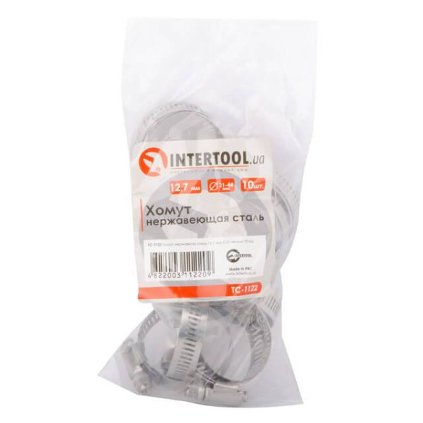 Clamp stainless steel 12.7 mm, D - 21-44 mm Intertool TC-1122