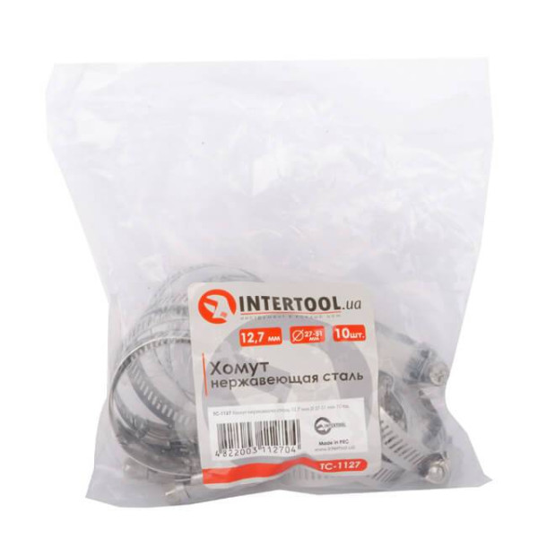 Clamp stainless steel 12.7 mm, D - 27-51 mm Intertool TC-1127