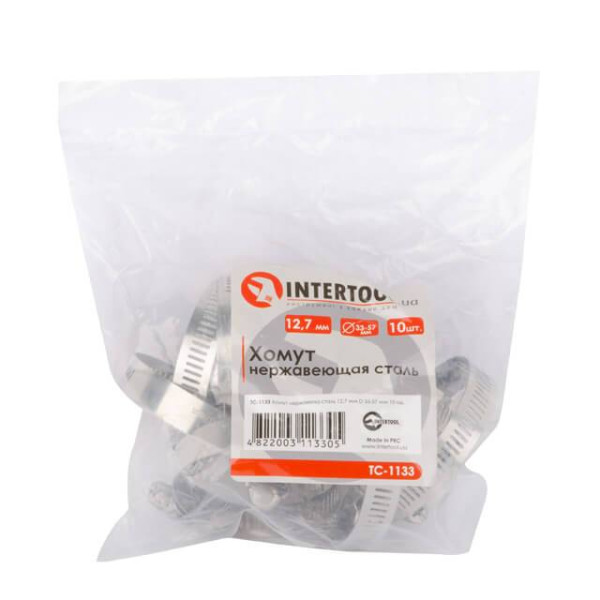 Clamp stainless steel 12.7 mm, D - 33-57 mm Intertool TC-1133