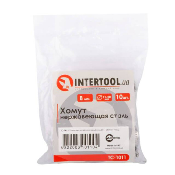 Clamp stainless steel 8 mm, D - 11-20 mm Intertool TC-1011